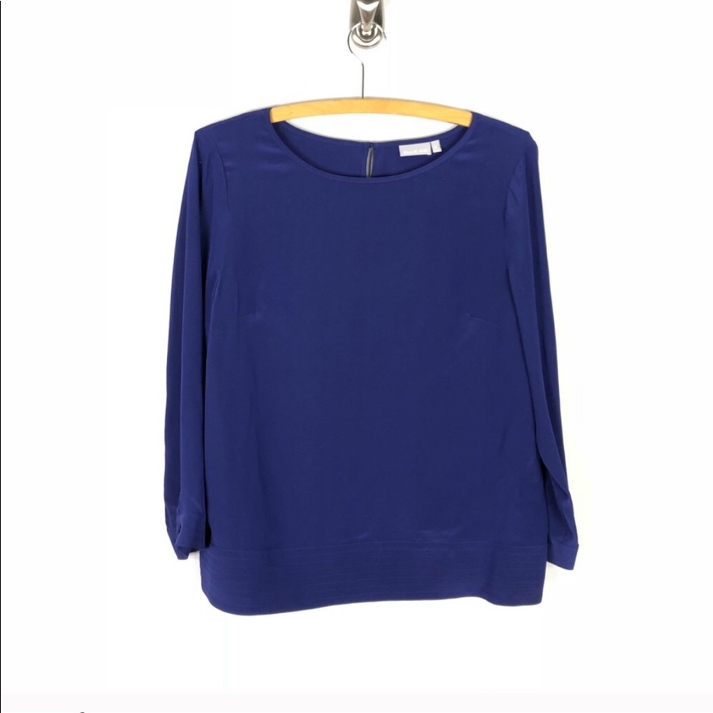 Ellie Kai Royal Blue/Purple 100% Silk Long Sleeve Classic  Blouse 4